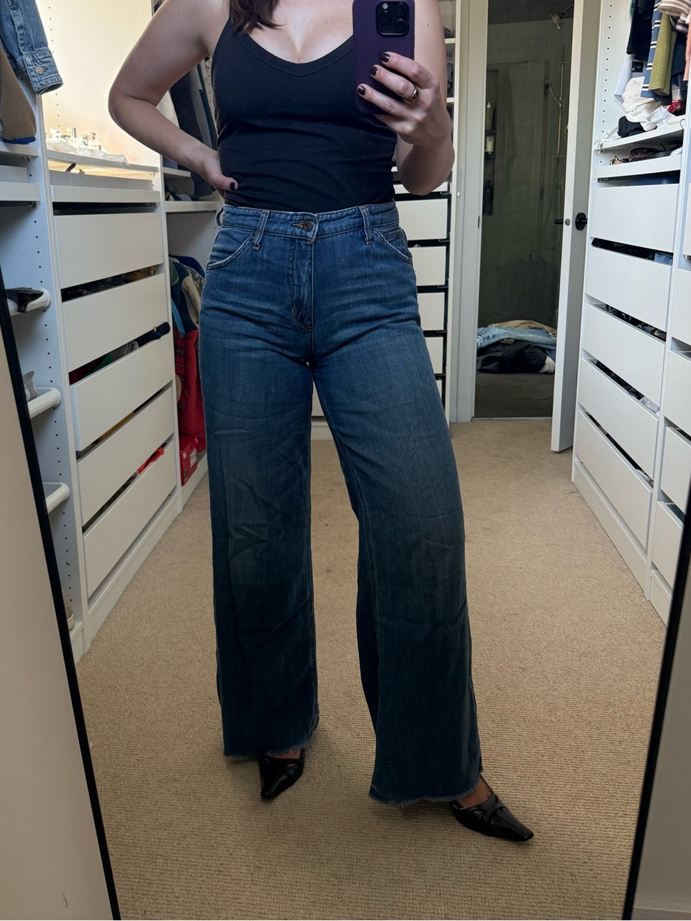Joe's Jeans Wide-Leg Flare in Dark Blue Wash